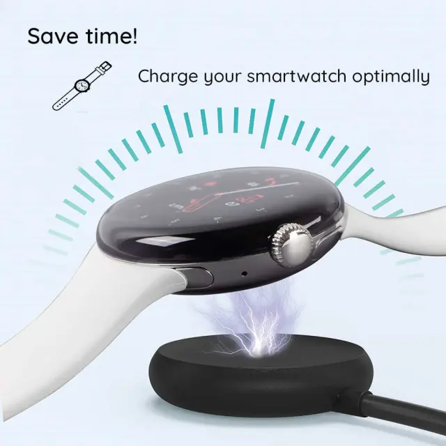 Techsuit - SmartWatch Wireless Charging Cable (TGC4) - for Garmin Fenix 5/5 Plus/6/6X/7X, USB, 5W, 1m with Desk Holder - Black 2