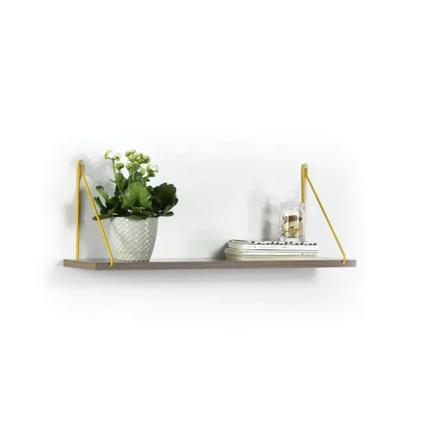 Ράφι Τοίχου PALMER Καρυδί/Κίτρινο 72x20x27cm 2
