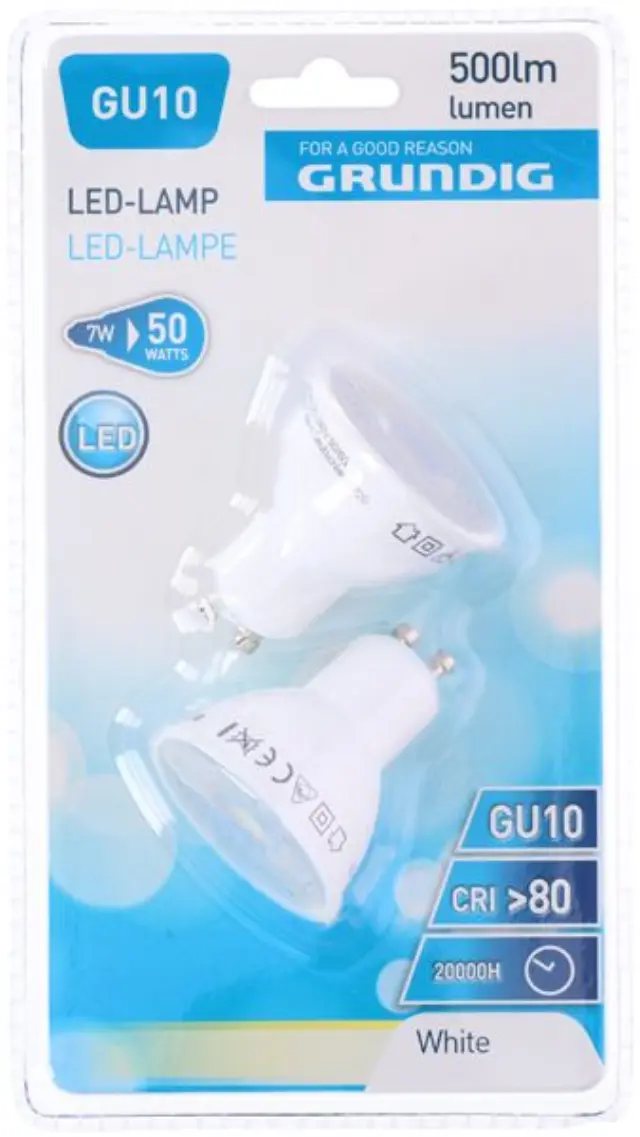 Λάμπα LED GU10 2τμχ 400 lumen 7W Ψυχρό Grundig