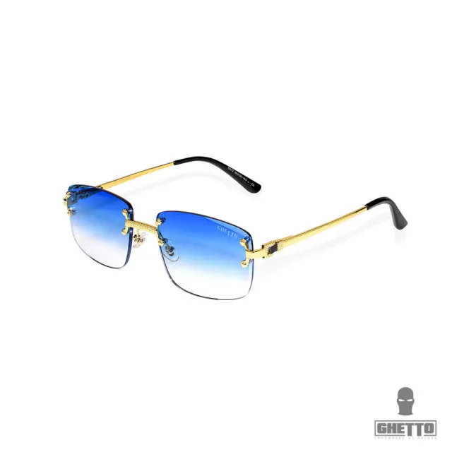 Ghetto Palette Sunglasses Gold Frame For Women Blue Clear