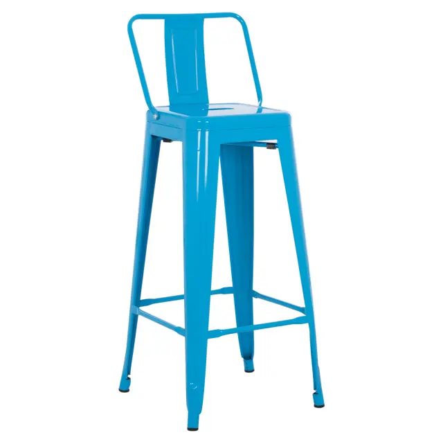 ΣΚΑΜΠΟ BAR ME ΠΛΑΤΗ ΜΕΤΑΛΛΙΚΟ FB98643.48 ΜΠΛΕ 42x42x100Υεκ.