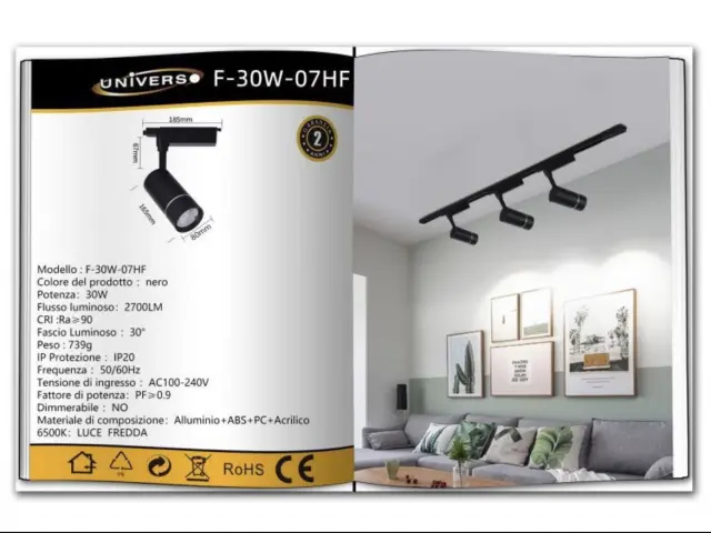 UNIVERSO LED Φωτιστικό Οροφής F30W-07HF 30W 6500K 2700LM Μαύρο Χρώμα