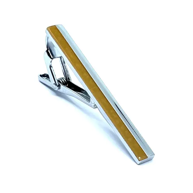 Ασημί Καφέ Κλιπ Γραβάτας 5,5 cm με Σμάλτο – LGTC/5.5-48