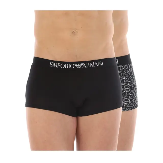 Emporio Armani Ανδρικό Boxer Stretch Cotton Pois Trunk - Διπλό Πακέτο, Χρώμα Cachemire/Μαύρο - S