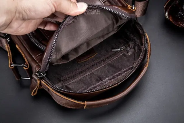 Δερμάτινο τσαντάκι ώμου Bull Captain DJB 777 Σκούρο Καφέ - One Size 2