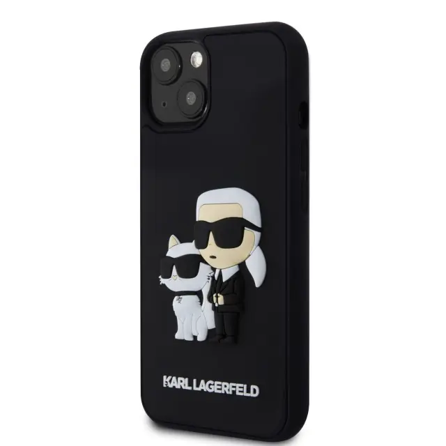 Karl Lagerfeld 3D Rubber Karl and Choupette Case for iPhone 13 Black 2