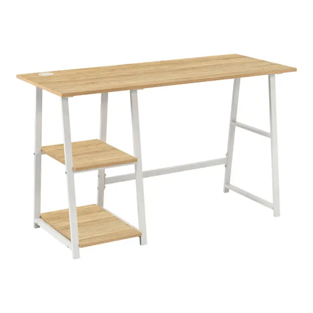 Γραφείο εργασίας Ron Unihome με ράφια mdf σε απόχρωση φυσικού ξύλου/Λευκό 120x50x73εκ