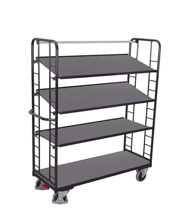 Variofit sw-640.202/AG Τρόλεϊ Μεταφοράς 4 Επιπέδων με Επικλινή Ράφια για Φορτίο Βάρους ως 400kg