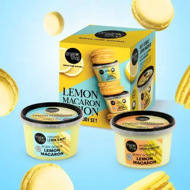 Organic Shop Promo Lemon Macaron Firming & Mint Body Scrub 250ml & Modeling Lemon & Clementine Body Souffle 250ml Απολεπιστικό Σώματος για Σύσφιξη με Λεμόνι & Μέντα & Σουφλέ Σώματος για Σμύλευση με Λεμόνι & Κλημεντίνη 2