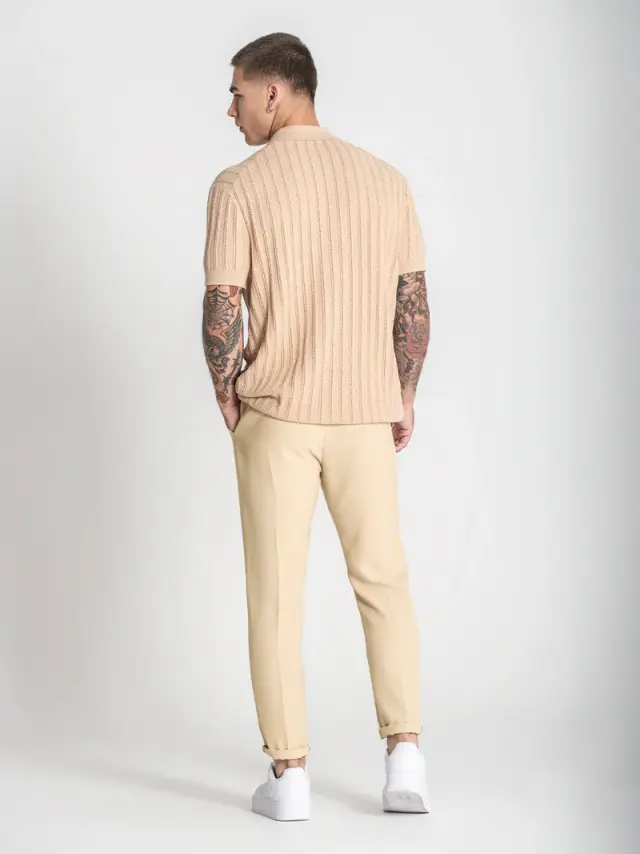 Gianni Kavanagh Aνδρικό GK Πλεκτό Polo Shirt - Beige - S 3