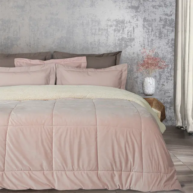 Κουβερτοπάπλωμα sherpa υπέρδιπλο nude 220x240cm Das Home 1172