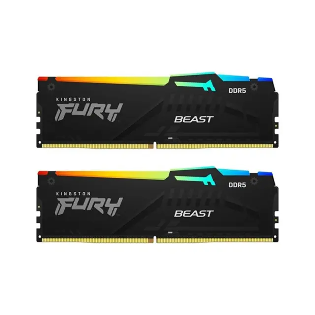 Kingston Μνήμη Ram Fury Beast Black RGB 16GB (2x8GB) 5600MHz CL36 (KF556C36BBEAK2-16)