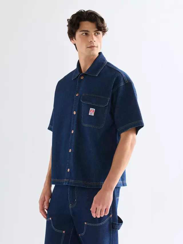 Wrangler Ανδρικό Τζιν Overshirt 112378123 – Rinse Blue - L