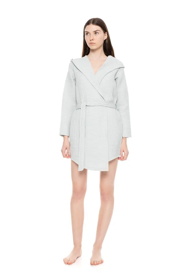 WN-1449 - Aqua - ROBE HOOD WAFFLE NOS