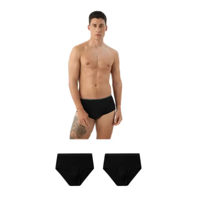 Minerva Ανδρικό Slip Mid Waist - Διπλό Πακέτο, Χρώμα Μαύρο