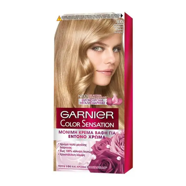 Garnier Color Sensation Μόνιμη Βαφή Μαλλιών Κρέμα Για Έντονο Χρώμα 40ml | Απόχρωση Νο 8.0