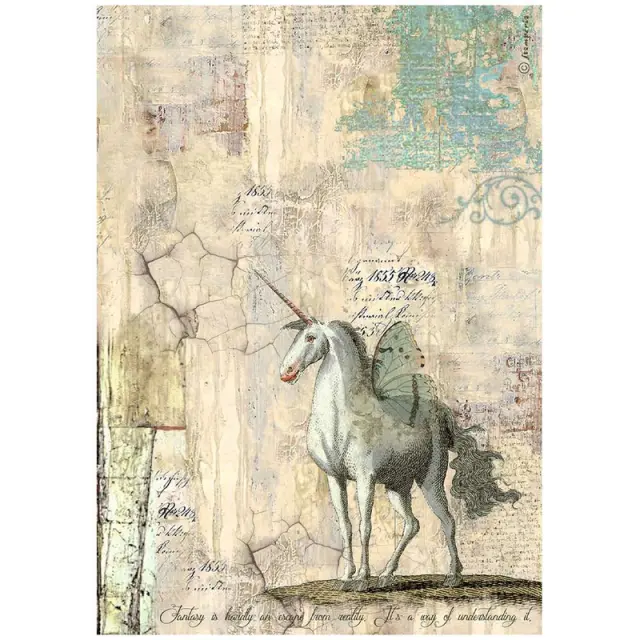 Ριζόχαρτο ντεκουπάζ Stamperia 21x29cm A4, Wonderland, Unicorns