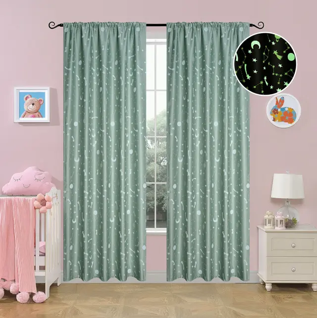 Κουρτίνα Με Τρέσα 140x270 Φωσφοριζέ Beauty Home 6141 Μέντα 100% Πολυέστερ