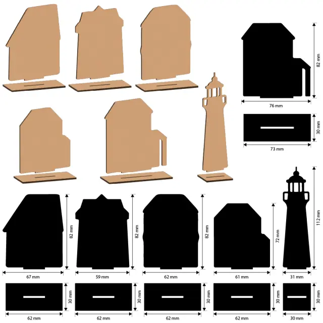 Διακοσμητικά σχέδια MDF, Stamperia, Silent Sea, Σπίτια με βάση 2