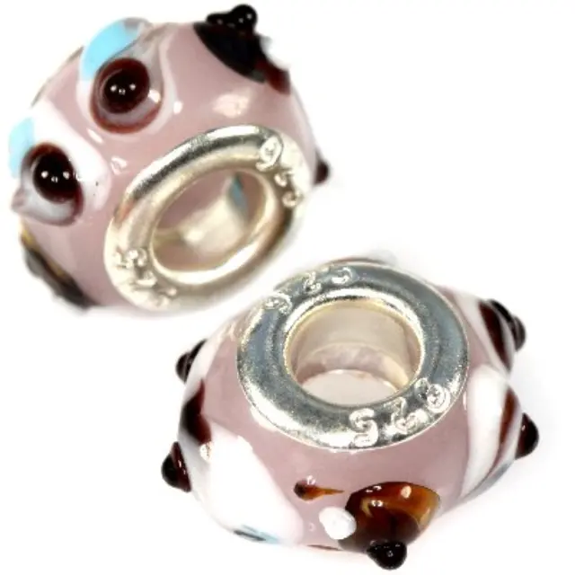 Χάντρα Modular Colorful Insets on Pink 9x14mm - 5τεμ