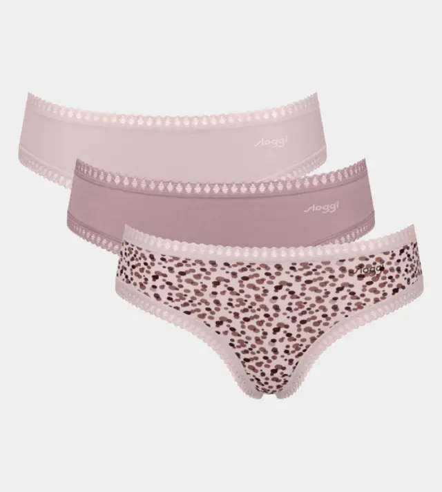 Sloggi Γυναικείο Slip GO Crush H Hipster - Τριπλό Πακέτο, Χρώμα Πούδρα-Μωβ-Πολύχρωμο - 2XL