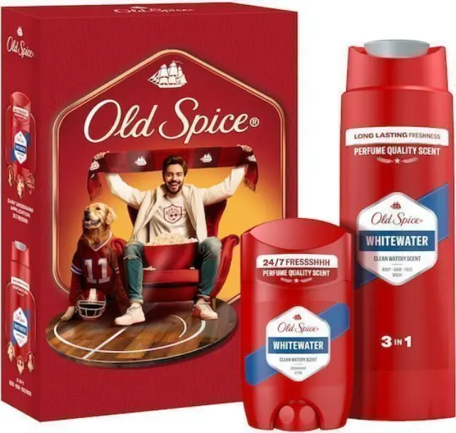 Old Spice Xmas Promo Sports Fan Σετ για Άνδρες Whitewater Αποσμητικό Στίκ, 50ml & Αφρόλουτρο & Σαμπουάν, 250ml, 1σετ
