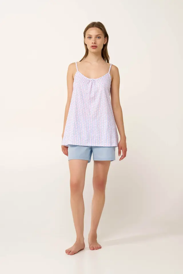 Βαμβακερό Baby Doll με Τιράντες Vamp 24245 BLUE KENTUCKY 3