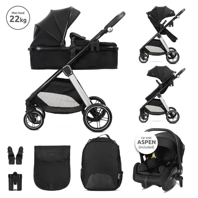 Lorelli Πολυμορφικό καρότσι 3σε1 "Aspen" Black Μαύρο