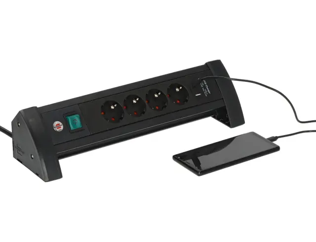 Επιτραπέζιο Πολύπριζο Premium Office Line Brennenstuhl - 4x Schuko - 1x USB-A 18W , 1x USB-C 30W - Διακόπτη On/Off - Καλώδιο 1.8m - Black150180 2