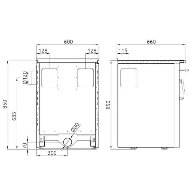 Senko SG-60 ενεργειακή σόμπα ξύλου με φούρνο Inox Mat 7.5kw 2
