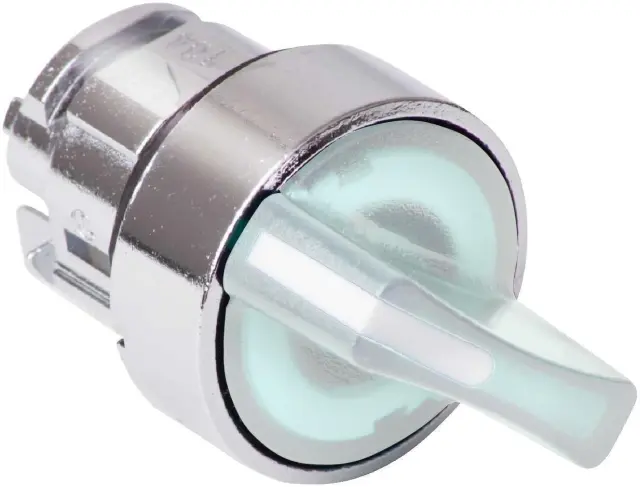 Harmony XB4, Illuminated selector switch head, metal, white, Ø22, integral LED, 2 positions, stay put