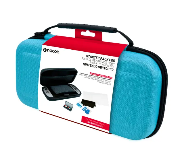 Essential Pack til Nintendo Switch II &ndash; H&aring;rdtaske, Sk&aelig;rmbeskyttelse og Opbevaringsboks til 4 Spil (Bl&aring;) - Nintendo Switch 2
