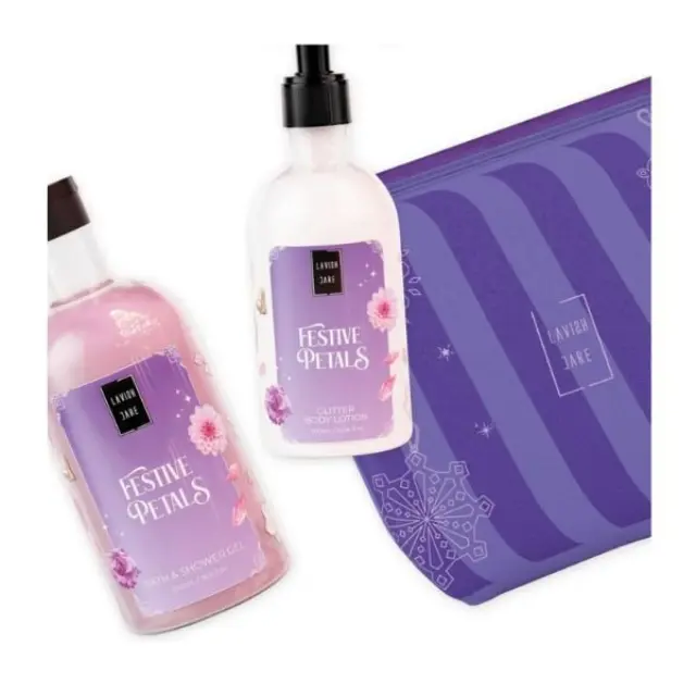 Lavish Care Promo Festive Petals Bath & Shower Gel Αφρόλουτρο 500ml & Glitter Body Lotion Ενυδατική Λοσιόν Σώματος, 300ml & Νεσεσέρ 2