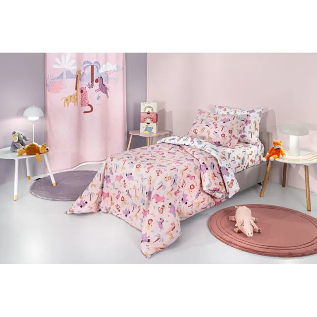 Σετ Παιδικά Σεντόνια Μονά 3 Τεμαχίων Guy Laroche Jungle Pink 165x250