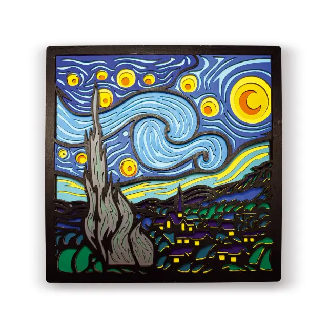 Splat Planet 3D Ξύλινη Κατασκευή Ζωγραφικής / Wooden Art Craft Kit: Starry Night