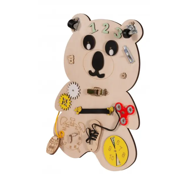 Moni Toys Ξύλινος Εκπαιδευτικός Πίνακας Δραστηριοτήτων Montessori Αρκούδος 3+ Ετών 2