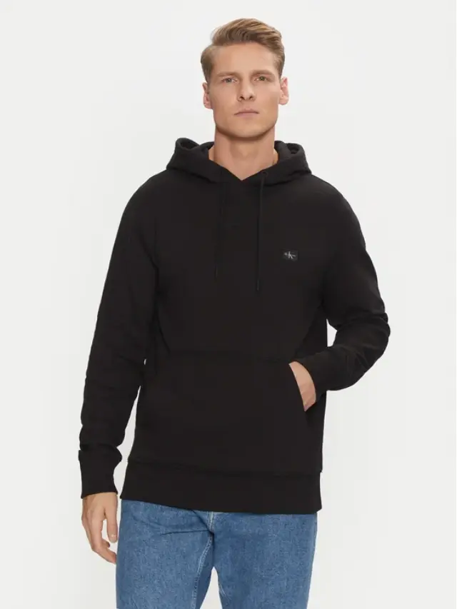 Calvin Klein - Woven Label Hoodie Φούτερ J30J327113-BEH Μαύρο - XL 3