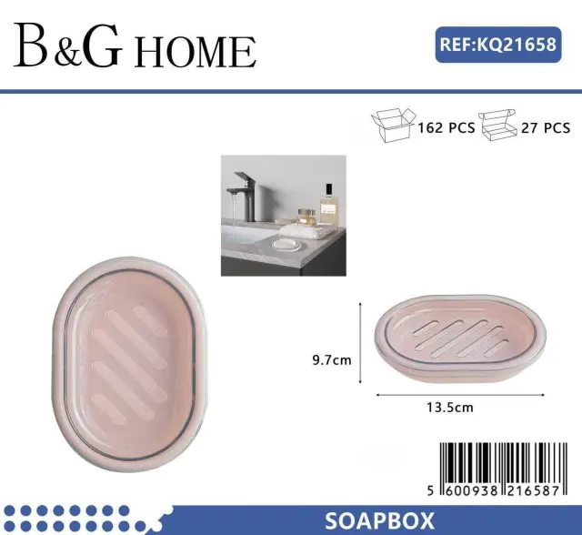 Σαπουνοθήκες μπάνιου πλαστικές - Σετ 9pcs - Light Pink - 21658 2