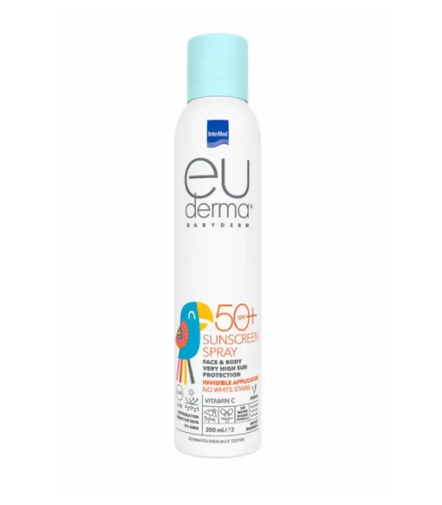 Intermed Euderma Babyderm Sunscreen Spray Very High Sun Protection for Face + Body SPF50 200ml