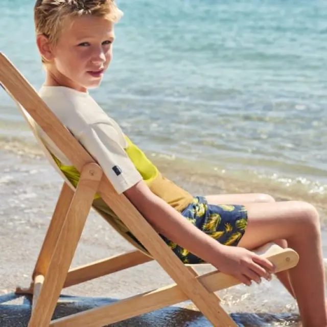 Junior 10 έως 18 ετών Μαγιό βερμούδα με στάμπα από ανακυκλωμένο πολυεστέρα ναυτικό μπλε 2