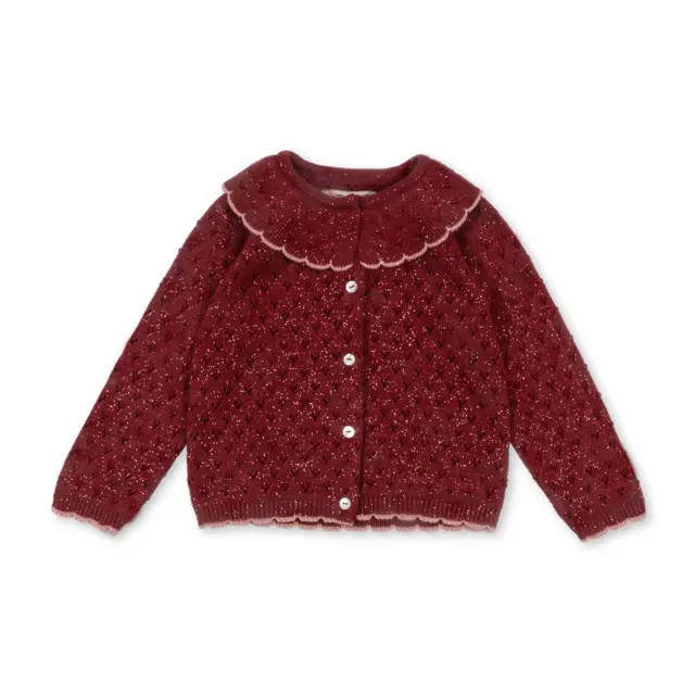 Πλεκτή ζακέτα - HOLIDAY KNIT CARDIGAN RED DAHLIA KONGES SLOJD - Κόκκινο - 2Y