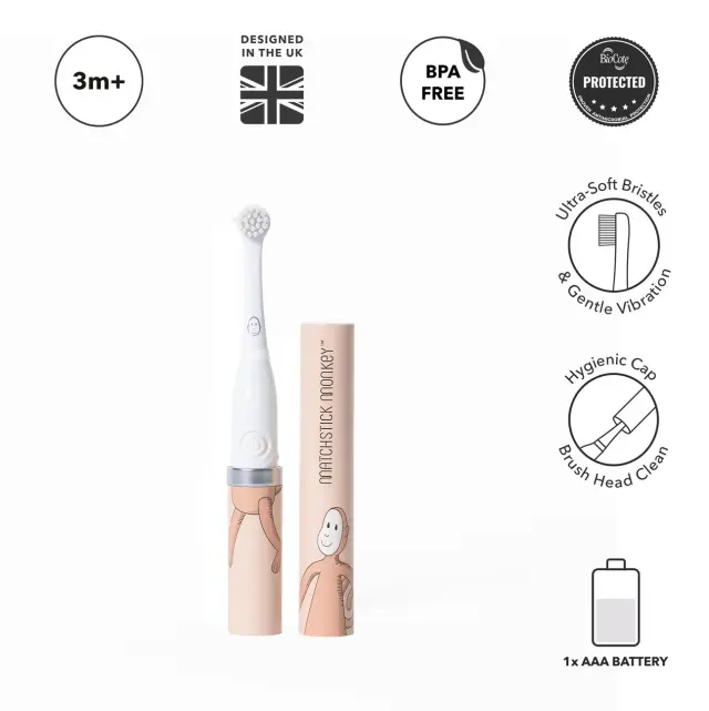 MATCHSTICK MONKEY BABY ELECTRIC SONIC TOOTHBRUSH - MONKEY PINK 2