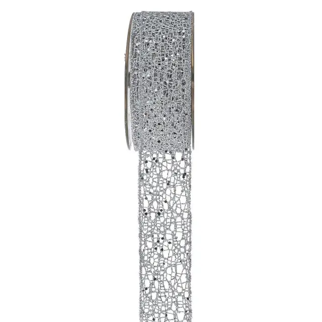 Κορδέλα Crystal Net Ασημί 4.5cmx9m