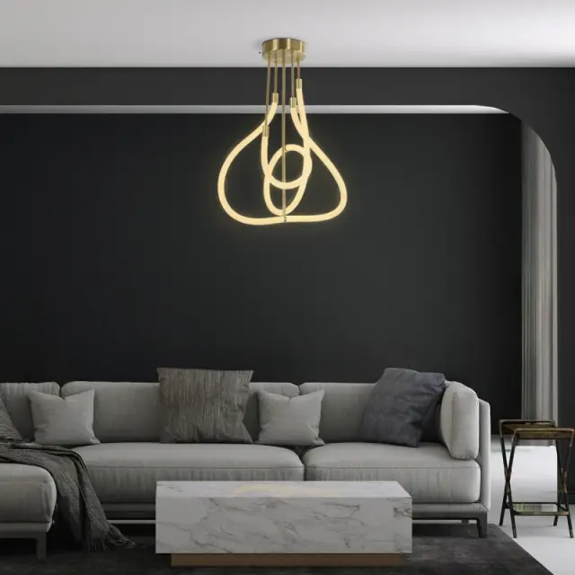 LED Κρεμαστό Φωτιστικό Οροφής GLOW 40Watt CCT με Χειριστήριο σε Χρυσό Πλατίνα και Λευκό Νήμα KLV-101-0152