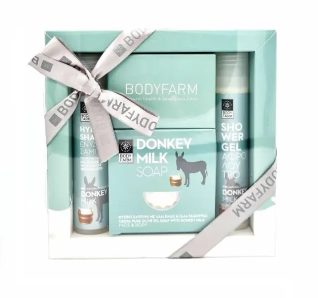 Body Farm Donkey Milk Σετ Δώρου με Αφρόλουτρο 50ml, Σαμπουάν 50ml & Σαπούνι 150g