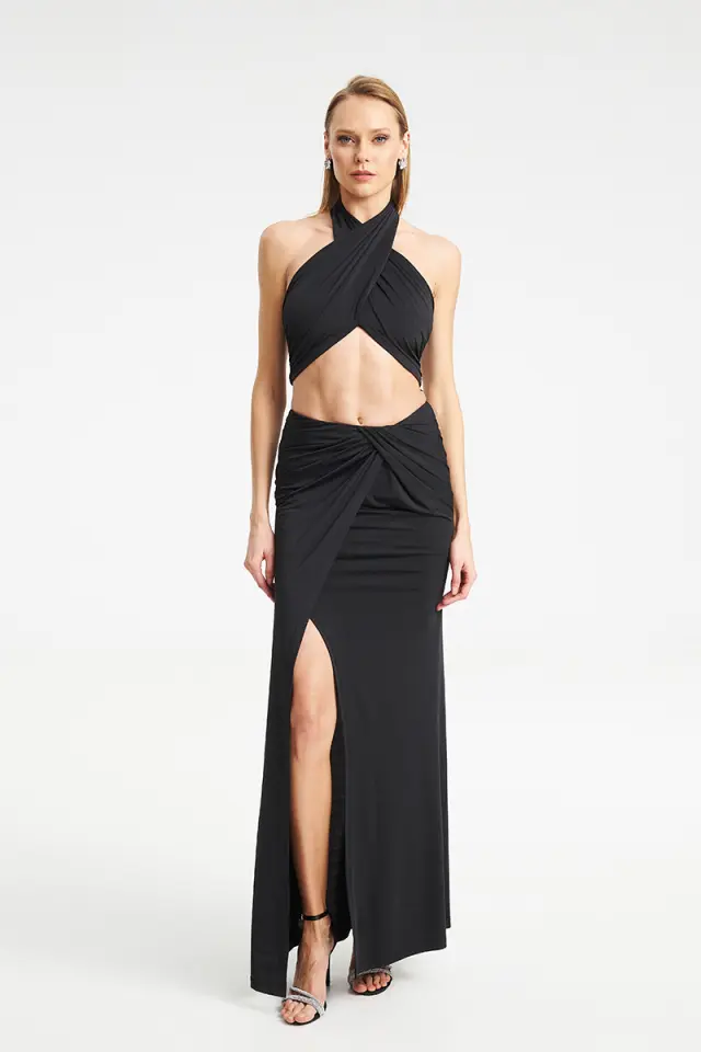 Maxi Φούστα με Draped Δέσιμο & Σκίσιμο MAIA SKIRT - XS
