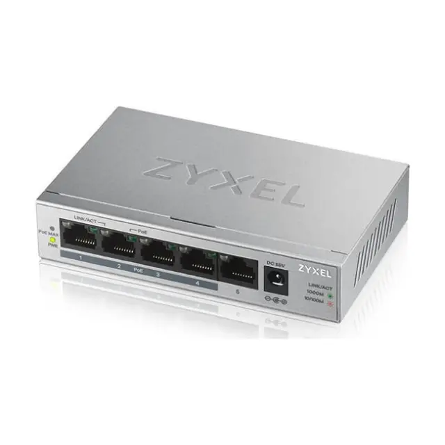 Zyxel Unmanaged Switch L2 GS-1005HP 5 Ports (1Gbps) PoE+ (GS1005HP-EU0101F)