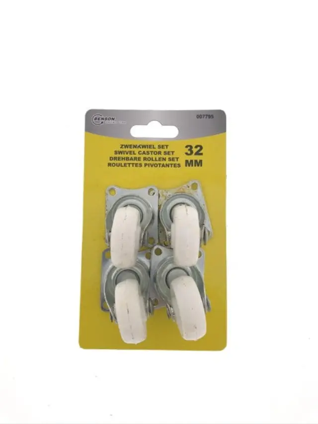 Swivel castor set 32 mm white 4 pieces
