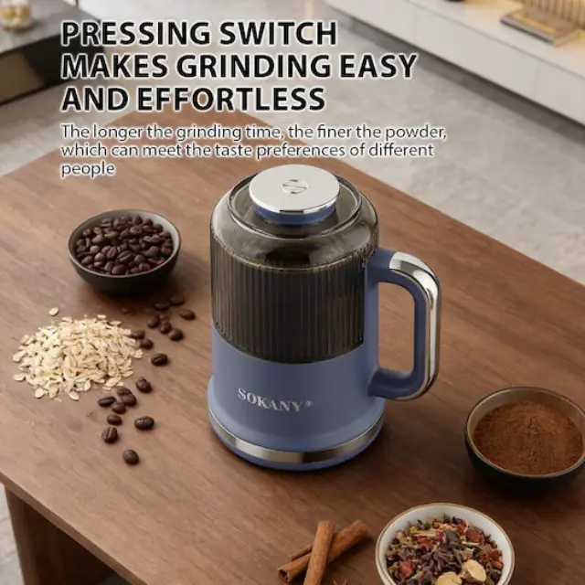 Sokany SK-04050 Ηλεκτρικός Μύλος Καφέ 350W με Χωρητικότητα 500gr Μπλε 3