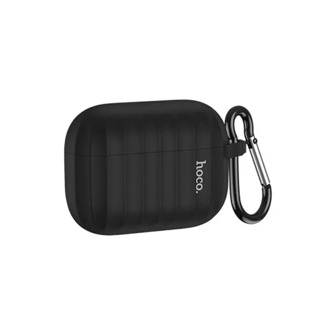 Θήκη Hoco WB20 Fenix Liquid Silicone Protective Μαύρη για Airpods Pro με Λουράκι 3